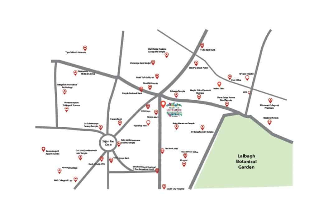 Prestige Botanique location map