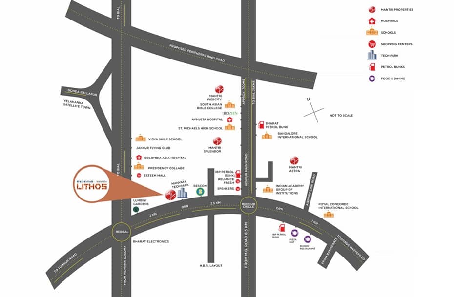 Mantri Manyata Lithos Location Map