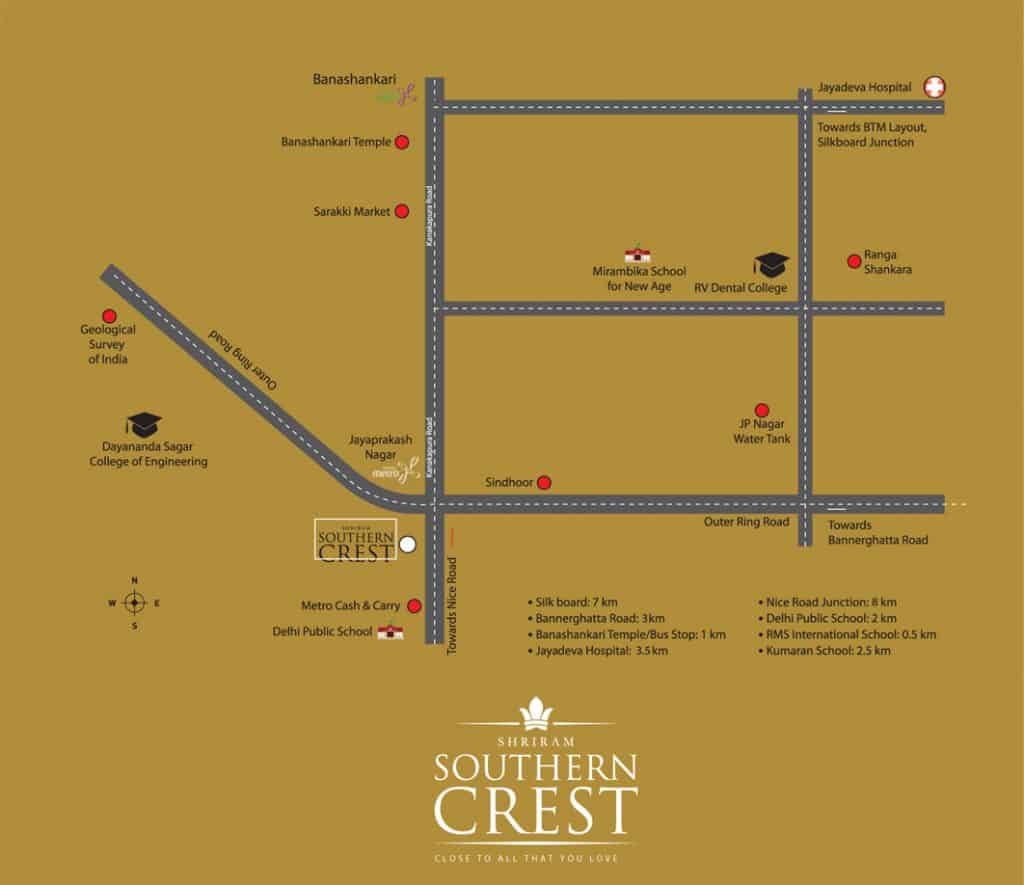 Shriram Southern Crest Location Map