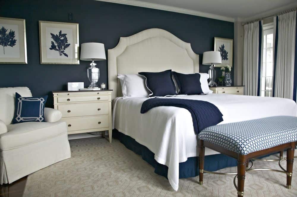 Navy blue and white