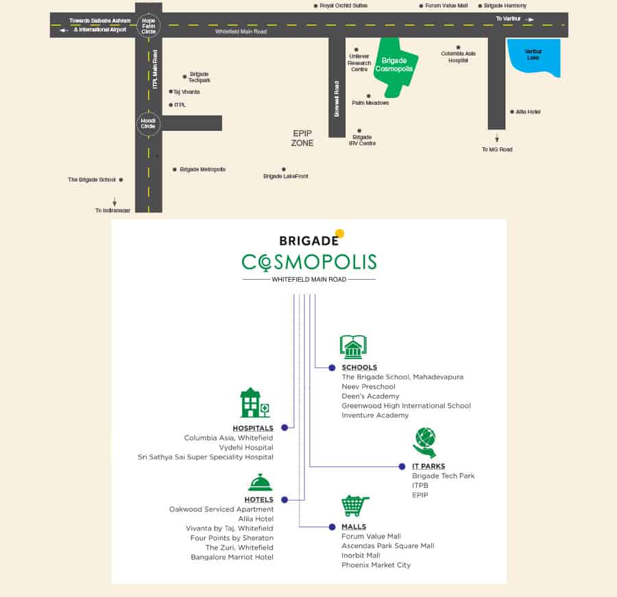 Brigade Cosmopolis Location Map