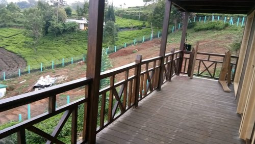 Wooden Railing With Woven Panels