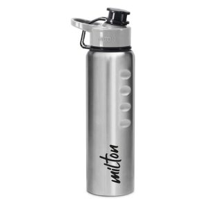 This stainless steel water bottle in silver colour is a stylish water bottle that offers both eco-friendliness and practicality. Crafted from 100% food-grade stainless steel, specifically grade 304, it's not only odour-free but also safe for your health. This bottle is designed to be rustproof and long-lasting, ensuring it's a reliable choice. With its unique shape and leak-proof technology, it's an ideal companion for school, travel, work, or any adventure. Cleaning and maintenance are hassle-free – a mild detergent or dishwashing liquid, along with a bottle brush, keeps it in great condition. With a capacity of 920 ml, this bottle combines style, convenience, and sustainability for your hydration needs. View this product on Amazon