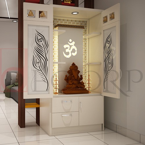 Living Room Cupboard Space Saving Small Pooja Room Designs