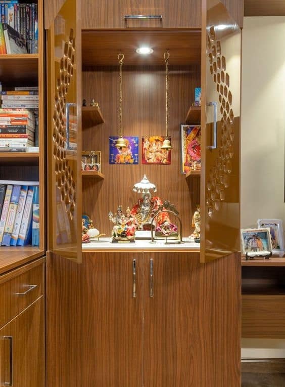 Existing Cupboard Mandir Pooja Room Ideas In Small Flats